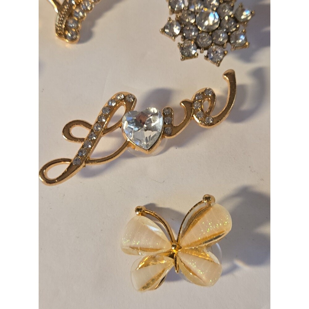 10 Piece Set Sparkle Jeweled Shoe Charm Jibbitz White Rhinestones Bling Love - Picture 3 of 7
